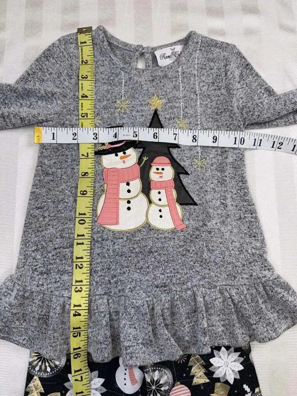 Rare Editions Girls Size 18 Month Snowman Appliqué Christmas Outfit Pants Set